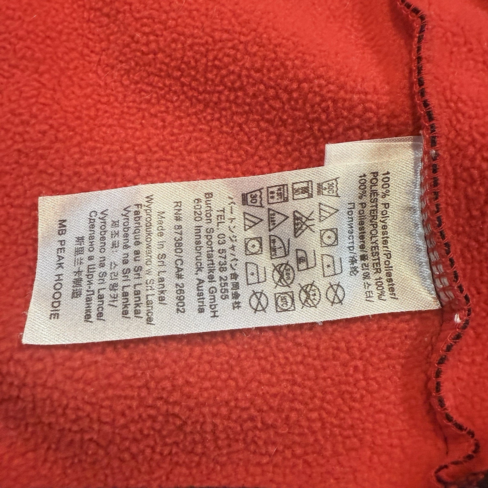 Burton Dryride Red And Black Zip Up Hoodie Fleece Lined Men's Size Small Euc — image 4 of 5